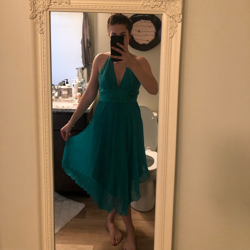 100% silk halter back dress